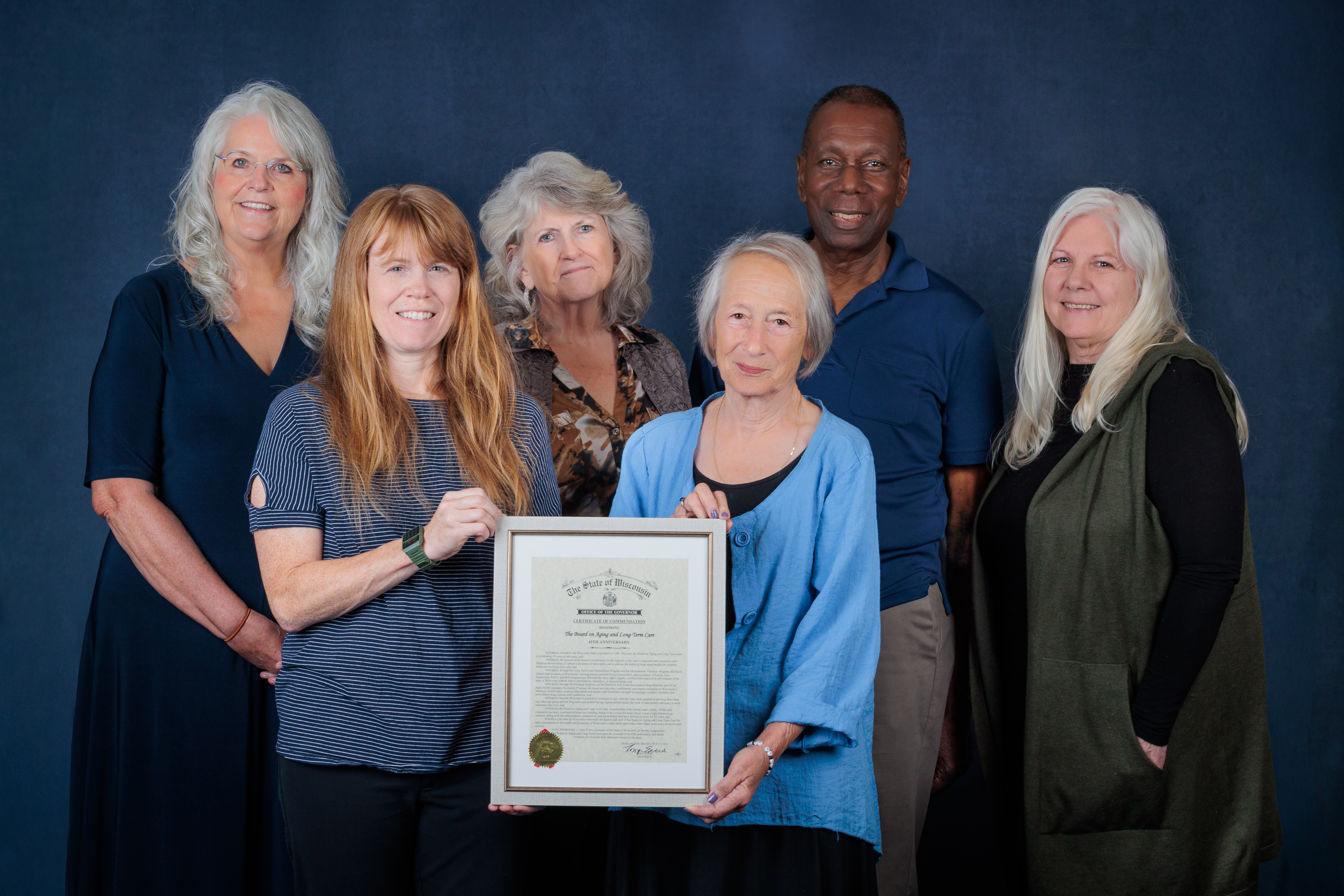 BOALTC Board Members pose with 45th anniversary commendation from Gov Evers
